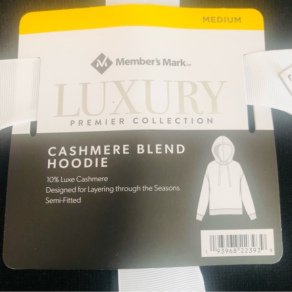 NWT New Member’s Mark Cashmere Blend Hoodie, color Black - Picture 6 of 6